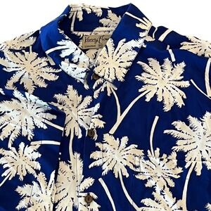 Kenny Flowers Limited Edition Hawaiian Short Sleeve Button Up Shirt Mens XL Blue